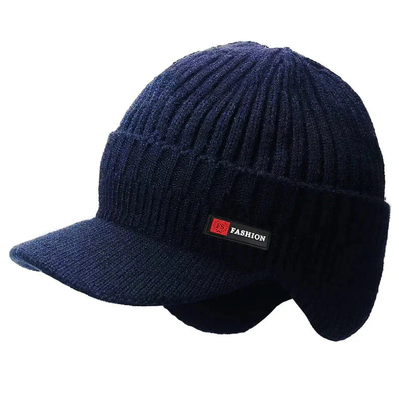 Winter knitted hat for men color swatch navy