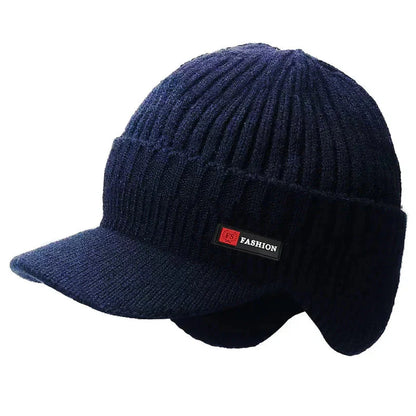 Winter knitted hat for men color swatch navy