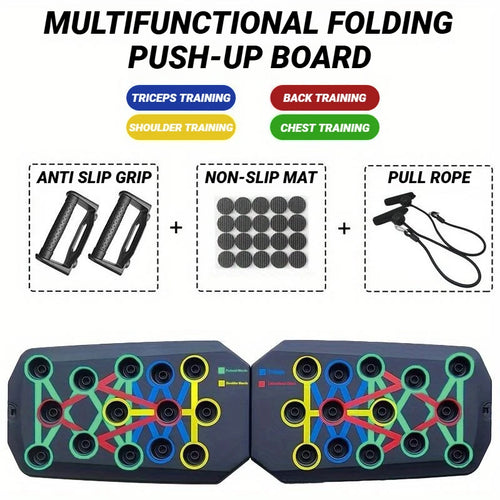 Foldable push up board with 22 grip positions