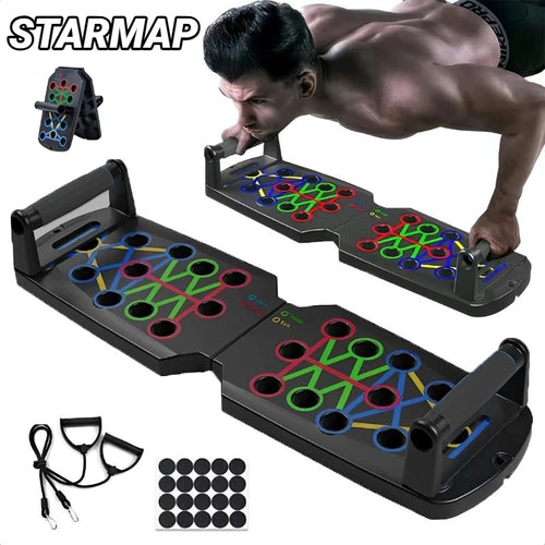 Foldable push up board with 22 grip positions